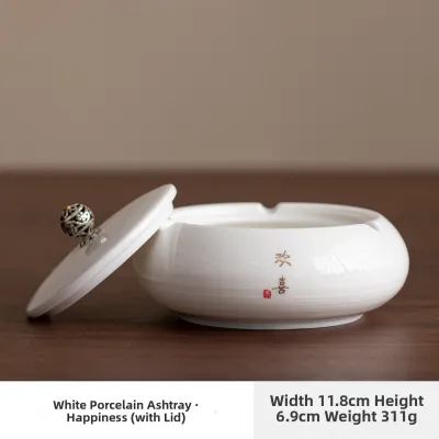 Creative Ceramic Ashtray with Lid for Home Large