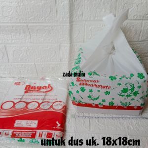 Kantong Kresek Royal Batik Selamat Menikmati Untuk Box kardus nasi / Kue ukuran 18 20 dan 22 cm