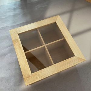 กล่องเก็บชาไม้ไผ่พร้อมฝาปิดแม่เหล็ก - หน้าต่างอะคริลิกใสเพื่อการมองเห็นง่าย - กล่องชาไม้ที่ทนทานพร้อมช่องใส่ชา 8 ช่อง