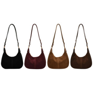 【Hàng mới】túi Tote chắp vá Túi đeo dây đeo điều chỉnh được túi đeo vai Hobo giả da lộn cho Nữ Túi nách cổ điển cho mùa thu đông