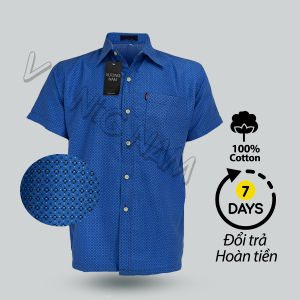 [Hoàn tiền 20%] Áo sơ mi nam trung niên form rộng ngắn tay họa tiết vải cotton VNO14