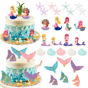 ตุ๊กตานางเงือกสำหรับตกแต่งเค้กรูปนางเงือกของตกแต่งปาร์ตี้วันเกิดใต้ท้องทะเลสำหรับเด็กสาว