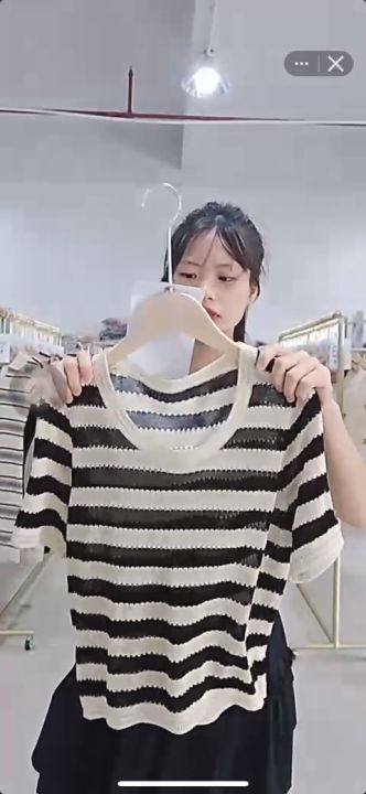 Áo len mongtoghi nữ cổ tròn cộc tay lỡ form dáng rộng phong cách hàn quốc hàng dệt kim montergy Quảng Châu AL15