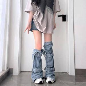 Y2K Style Denim Leg Warmers