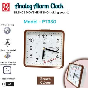 (SG SELLER) No ticking sound/ silence movement with light and snooze function analog alarm clock + Free battery