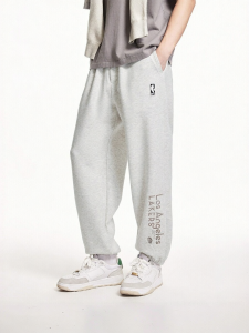 Jack Jones | Elastic Drawstring Embroidered Letter Pattern Fashion NBA Collaboration Men Pants