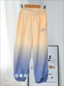 Slacks Pants for Kids Boys Gradient Color Jogging Pants Summer Anti-mosquito Pants Ice Silk Sports Pants for Kids boys 7 to 12