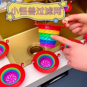 Rainbow Kitchen Sink Strainer Drain Cover Mini Monster Efficient Waste Filter Colorful Drainage Fast Family Cleaning Tool