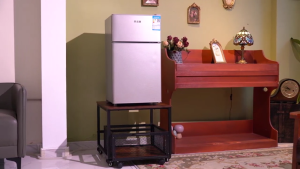 Refrigerator Rack Stand With Wheel Moblie Fridge Table with Drawer Basket Dorm Used for Compact Beverage Refrigerators Upright Freezers Load-bearing for Kitchen Microwave Office Home Bedroom Dorm