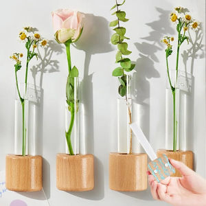 แจกันแก้วหลอดทดลองขนาดเล็ก Dozoey แม่เหล็กงานประดิษฐ์ทำพืชไฮโดรโปนิกภาชนะดอกไม้ของประดับบอนไซแบบแขวน