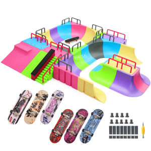 Colorful DIGIT DECK Finger Skateboard Toys Skatepark Ramp with Finger Skateboard 100*30mm  DIGITDECK Playset Finger Game Play