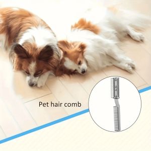 HATELI Professional Pet Grooming Comb and Trimmer for Dogs-Cats Durable ABS Material with Replaceable Metal Blades-Safe Efficient Thinning Hair