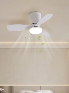 Quạt trần mini 3 cánh Chế độ đèn ba màu quạt trần phòng ngủ nhỏ Có điều khiển từ xa