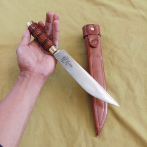 Pisau cap garpu model gagang bambu unik dapur sembelih sisit 18 cm