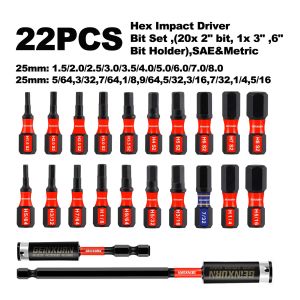 Geinxurn 1 inches Multi Hex Head (Metric&SAE) Insert Bits Set S2 Steel Hex Screwdriver Bit set for Motorcycle Maintenance