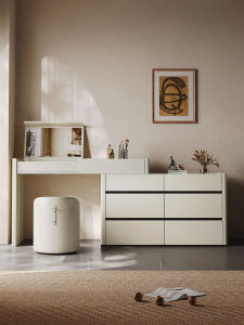 Flip-top Extendable Compact Cream-colored Modern Vanity Table
