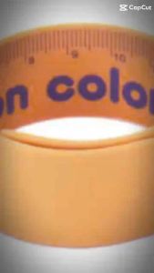 Thước kẻ cuộn 18cm Deli - Xanh dương Vàng Hồng Cam - E6206 Thước kẻ vòng tay cao su tự cuốn