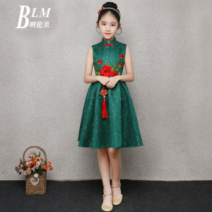 High-End Cheongsam Performance Dress for Girls Piano Competition Performance Ancient Guzheng Music Festival Childrens Day