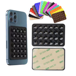 4pcs Square 24‑Piece Silicone Suction Cup For Phone Holder Mobile Power Bank Makeup Mirror Universal Anti-Slip Back Sticker