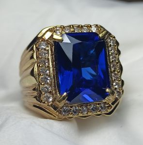 cincin batu king royal blue sapphire full cutting high Quality