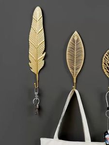 Hiasan Dinding Gantungan Baju Daun Emas Nordic Golden Leaf Wall Hook Hanger