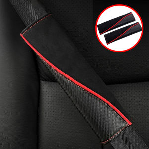 2Pcs Leather Car Seat Belt Covers Shoulder Protection Safety Belt Pads Carbon Fiber Decompression Comfort Auto Accessories