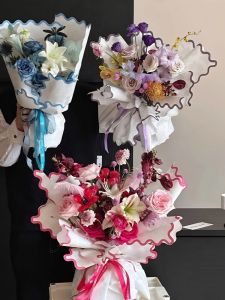 Colorful Wave Edge Floral Gift Wrapping Paper DIY Flower Shop Art Supplies 10 Sheets Pack Premium Custom Pattern Kraft Paper