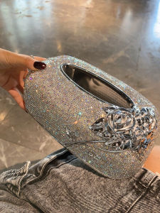 For Home Living Room Tissue Box Good-looking Luxury Diamond Napkin Box Distinctive Rose Creative Desktop Tissue Storage Box