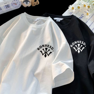 Heavy Weight Pure Cotton T-Shirt Mens and Womens Summer New Hong Kong Style Loose Trendy Ins Chinese Fad Couple Wear Tops Bottoming Shirt