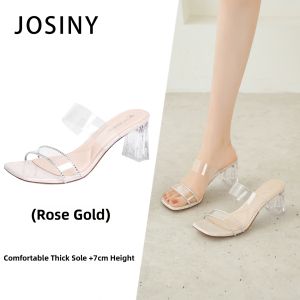 Josiny | Summer Water Drill Clear Heeled Sandals