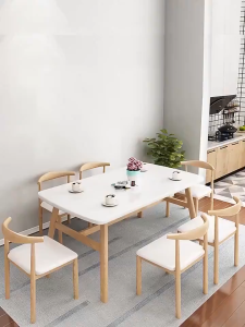 【24 Hours Shipped】Wood Dining Table Solid Wood Furniture Wooden Tables With 4 Chairs Set Nordic Table For Kitchen 120/140cm