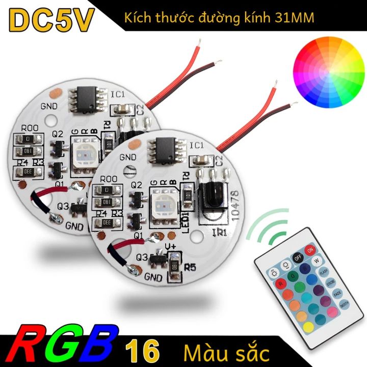Đèn LED RGB Điện Áp Thấp 5V Bảng Đèn Gradient Đầy Màu Sắc 3W Với Công Tắc Từ Xa Không Dây 24 Phím Điều Khiển Bật/tắt Cho Tấm