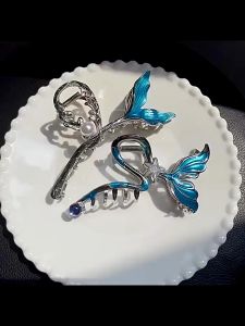 NEW 13cm Fish Tail Metal Grab Clip Large Hair Clip Pearl Shark Clip Female Back Head Clip Headdress