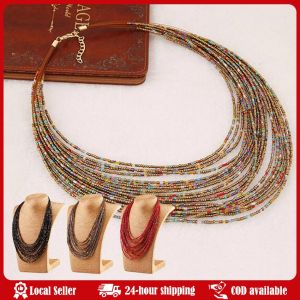 Statement Necklace for Women Collier Femme 2025 Fashion Boho Beads Multi-layer Choker Necklaces & Pendants Bijoux Collares
