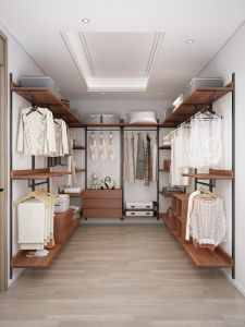 Open Wardrobe L-Shaped Cloakroom Shelf Assembly Bedroom Floor Clothes Rack Corner Cloakroom Rack with Locker