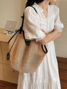 New Large Capacity Womens Tote Bag Woven Underarm Beach Vacation Beach Bag Simple Commuting Bag Straw Weaving Shoulder Bag