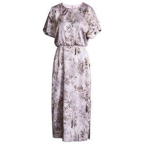 Roey s house | Elegant Floral Waist-cinching Satin Dress