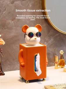 Luxurious Creative Bear Figurine Tissue Box Holder Living Room Tea Table Drawer Tissue Box Decorative Resin Home Decor