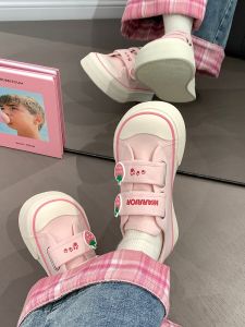 รองเท้าผ้าใบผู้หญิง Warri Magic Stick ลายสก็อต ทรงหนา ระบายอากาศได้ดี ทรงหัวมน พื้นยาง สวมใส่สบาย ฤดูใบไม้ร่วง 2025