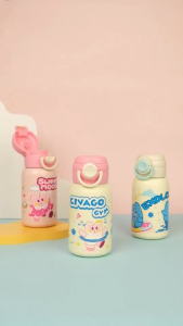 CIVAGO(17oz/510ml)Stainless Steel Straw Tumbler Cute Vacuum Insulated Large Leakproof Water Bottle Kids