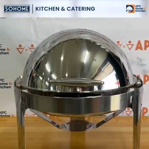 Round Chafing Dish Buffet Set Roll Top Stainless Steel Buffet Warmer Food Warmer Catering Dish