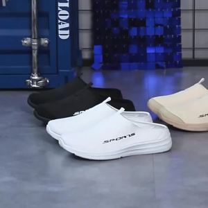 Nam Mùa Hè Nửa Dép Hợp Thời Trang Đế Bằng Giày Đế Mềm Hỗ Trợ Thoáng Khí Lưới Giày Zapatos De Hombre
