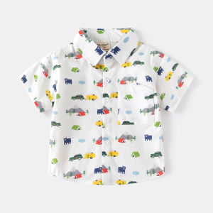 Cotton Short Sleeve Shirt with Patterns for Boys Summer
