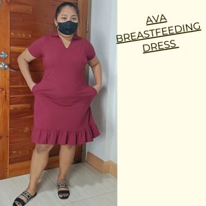 AVA ND Maternity Nursing Breastfeeding Dress FREESIZE FITS MEDIUM TO SEMI XL