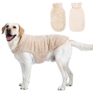 Warm Fleece Pet Clothes For Winter Reversible Dogs Coat With Leash Hole Soft Big Dog Coat For Small Large Pets Labrador Jacket