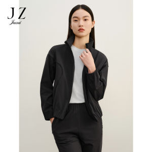 Spring 2024 Outdoor Sports Jacket Womens JZ Nine Zhi Style Commute Straight Tube Zipper Pocket Long Sleeve Pure Color Jacket