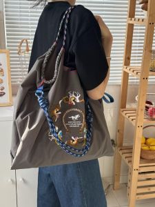 Same Style as Gao Yuanyuans Guan Chain Bag Eco-friendly Bag Crossbody Nylon Womens Canvas Large Capacity Horse Racing Shopping Bag