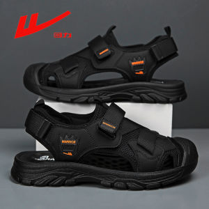 Warrior Brand Mens Sandals Summer 2025 New Outdoor Wear Anti-Collision Sports Water-Proof Toe Beach Shoes Breathable PU Upper
