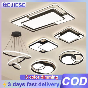 GEJIESE black 60W 80W 136W ceiling lights modern design tricolor dimming led ceiling lamp with remote control nordic ceiling light for living room dinning room bedroom