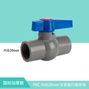 PVC Ball Valve Water Pipe Fitting Accessories with Thread Switch Valve for Drinking Water System Blue Handle Grey White Color